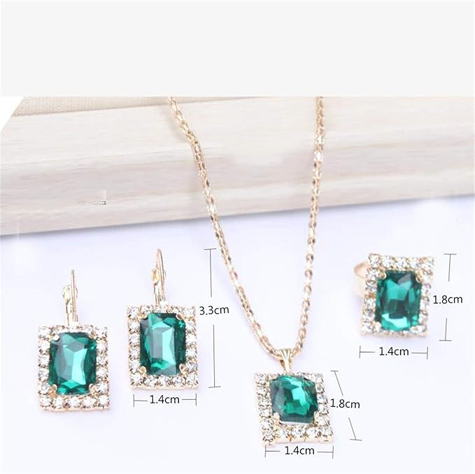 Stone Pendant Necklace Chain Set with Earrings