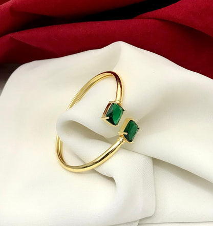 Emerald-Cut Stone Cuff Bracelet