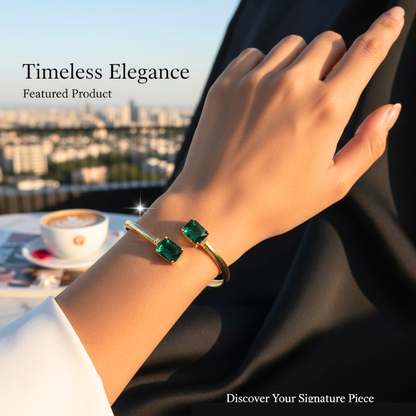 Emerald-Cut Stone Cuff Bracelet