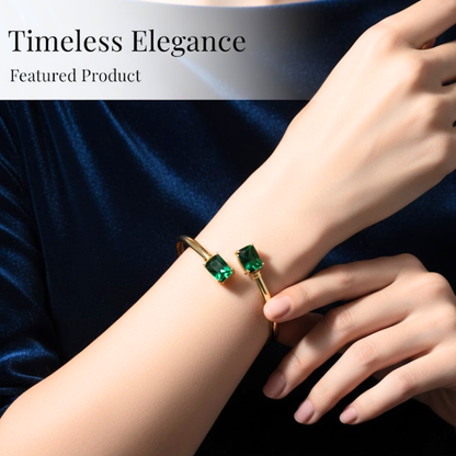 Emerald-Cut Stone Cuff Bracelet