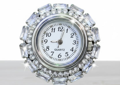 LOYAAS Women's Silver-Tone Crystal Bracelet Watch