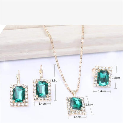 Stone Pendant Necklace Chain Set with Earrings